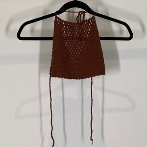 Brown crochet halter top OS